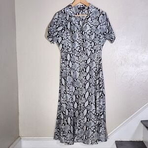 Lulu's Black and Gray Snake Print Midi Dress